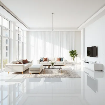 Sparkling clean modern living room after professional cleaning